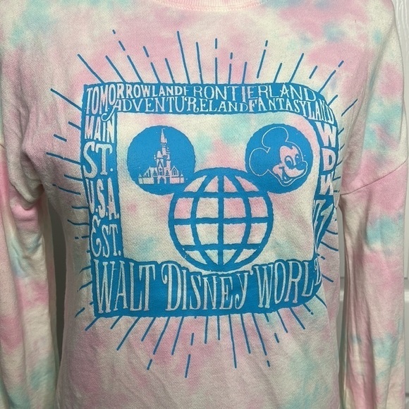 Disney World Tie Dye Pink Blue Mickey Mouse Pull Over XS - Picture 2 of 6
